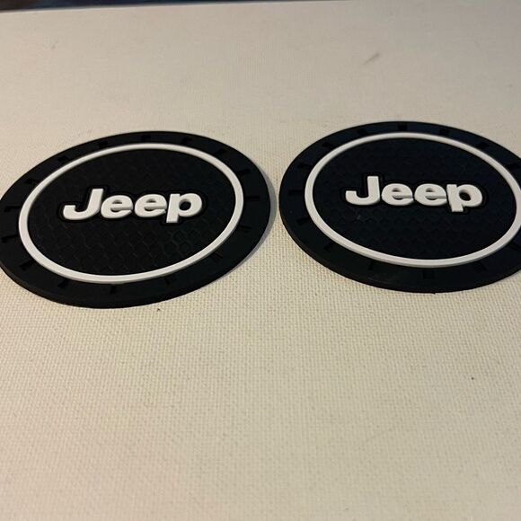 Jeep cup Coasters in black and white Set of 2 NWT - Picture 3 of 4